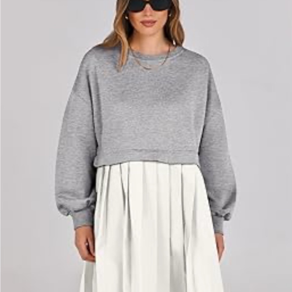 Altar'd State Gray and White Midi Dress